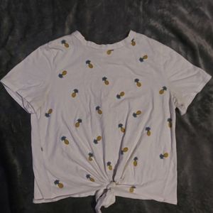 White Pineapple Crop Top Shirt
